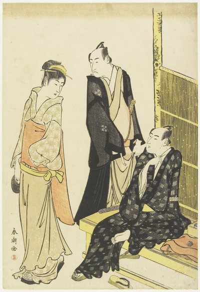 Ichikawa Monnosuke II, Onoe Matsusuke at a Teahouse by Katsukawa Shuncho